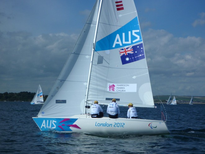 Australia's Sonar crew - London 2012 Paralympic Sailing Regatta © Grant Alderson